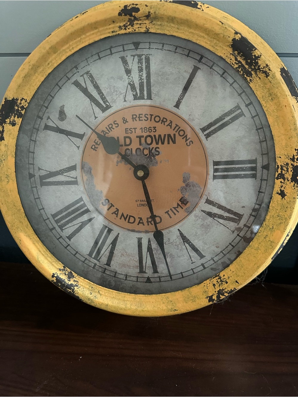 Old Town Clocks Yellow Vintage-Style Wall Clock